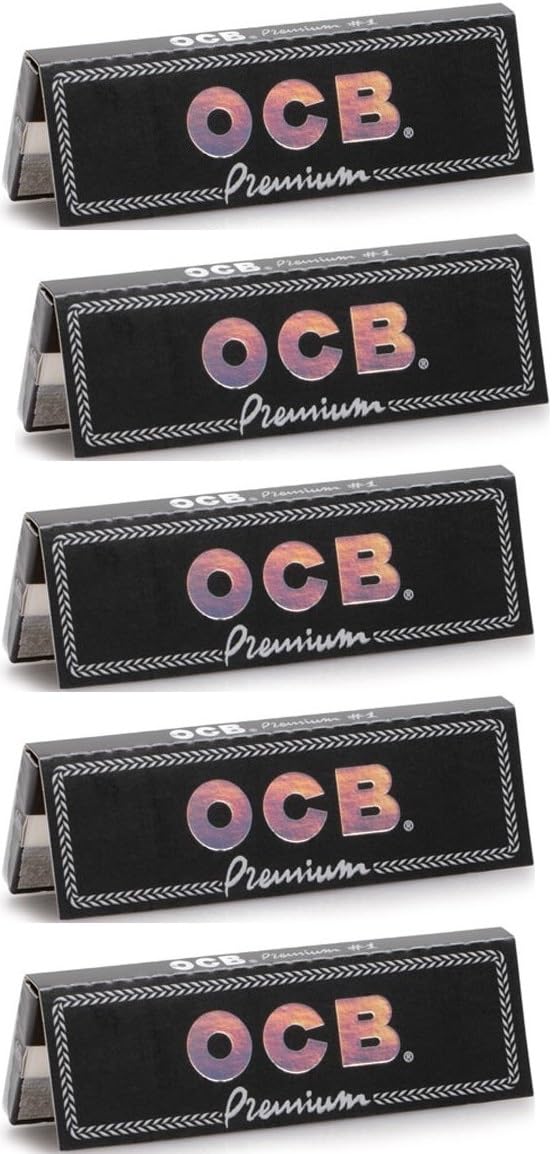 Swiss+ OCB Premium #1 Regular Size Rolling Papers (5 Pack) - Ultra Thin Mini Cigarette Papers Smoking Accessories