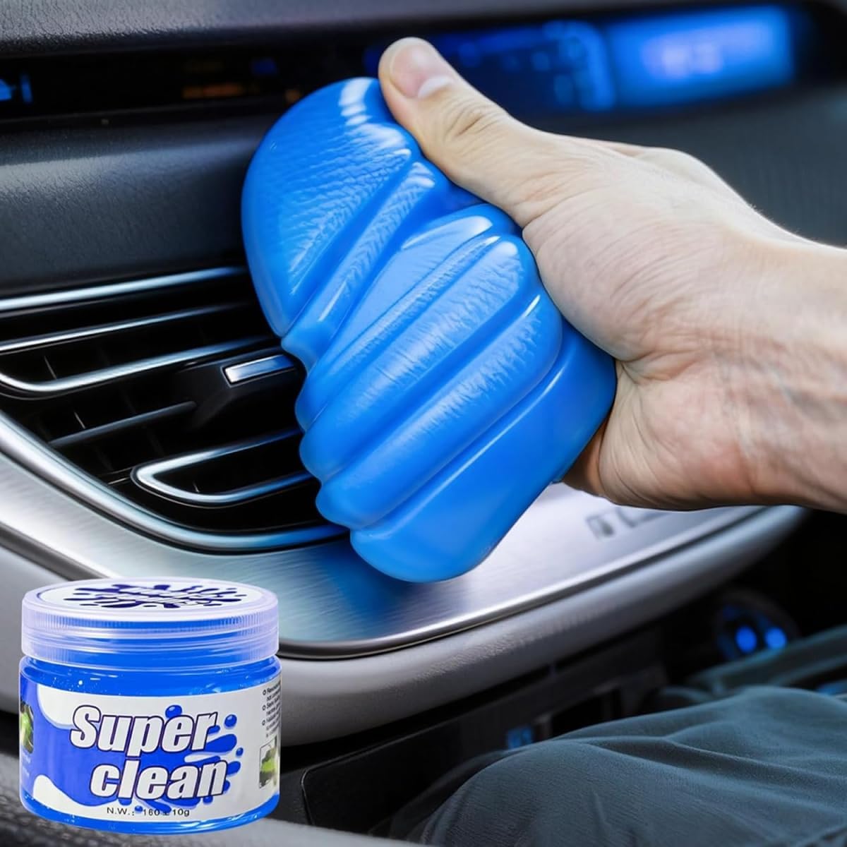 McMola Car Cleaning Gel - Universal Detailing Putty & Dust Remover (160g) | Pulls Dust from Tiny Gaps | Eco-Friendly & Non-Sticky | Reusable Until Dark | Perfect for Car Vents & Keyboards