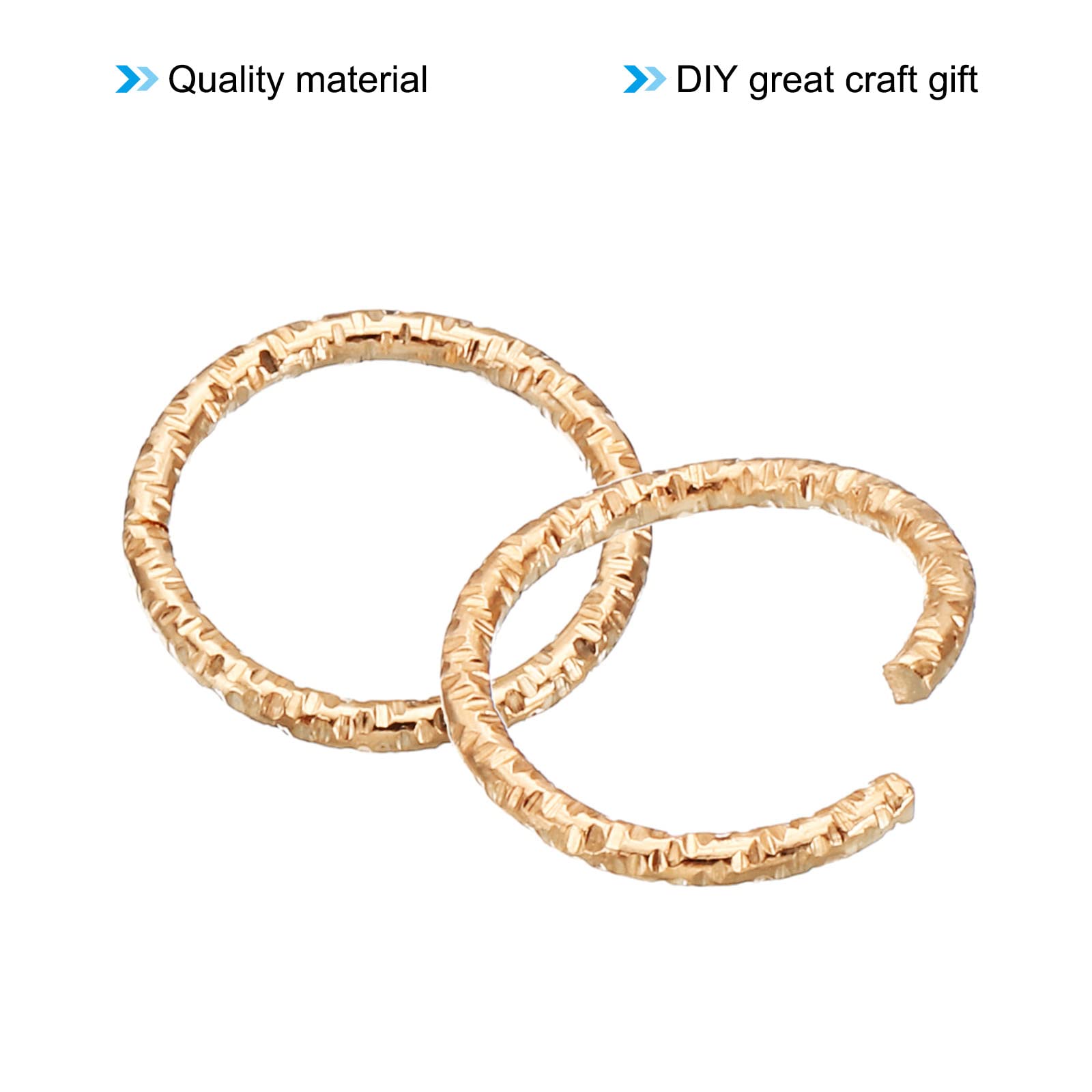 PATIKIL 1.5 x 15mm Wine Glass Charm Ring, 100 Pack Metal Earring Beading Hoop Twisted Open Jump Rings, Light Golden - Image 4