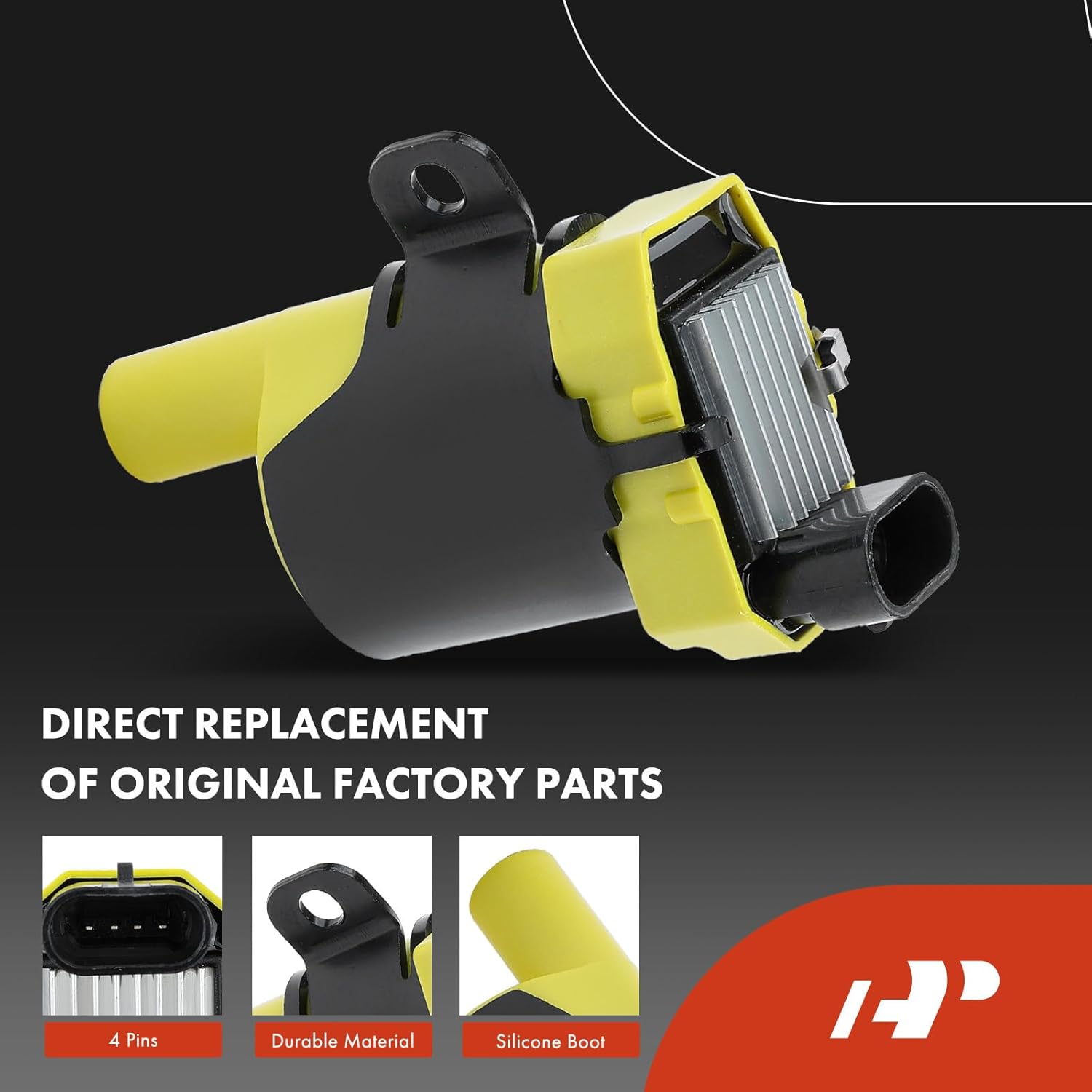A-Premium Set of 8 (Yellow) Round Ignition Coil Pack and Iridium Spark Plugs Compatible with Chevrolet Silverado GMC Sierra 1500 2500 Tahoe Yukon Buick Cadillac