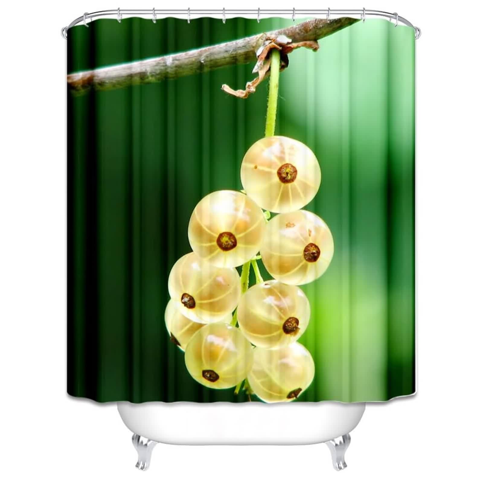 Rideau de douche style manga végétal pour une salle de bain zen et moderne en tissu 200x180