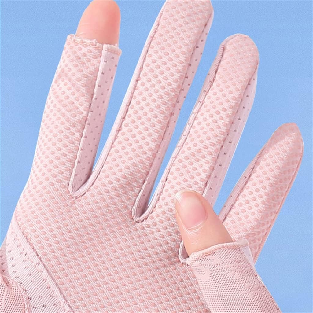 Ice Silk Gloves Women's Thin Driving Riding Lace Fingerless Elastic Protective Spring and Autumn