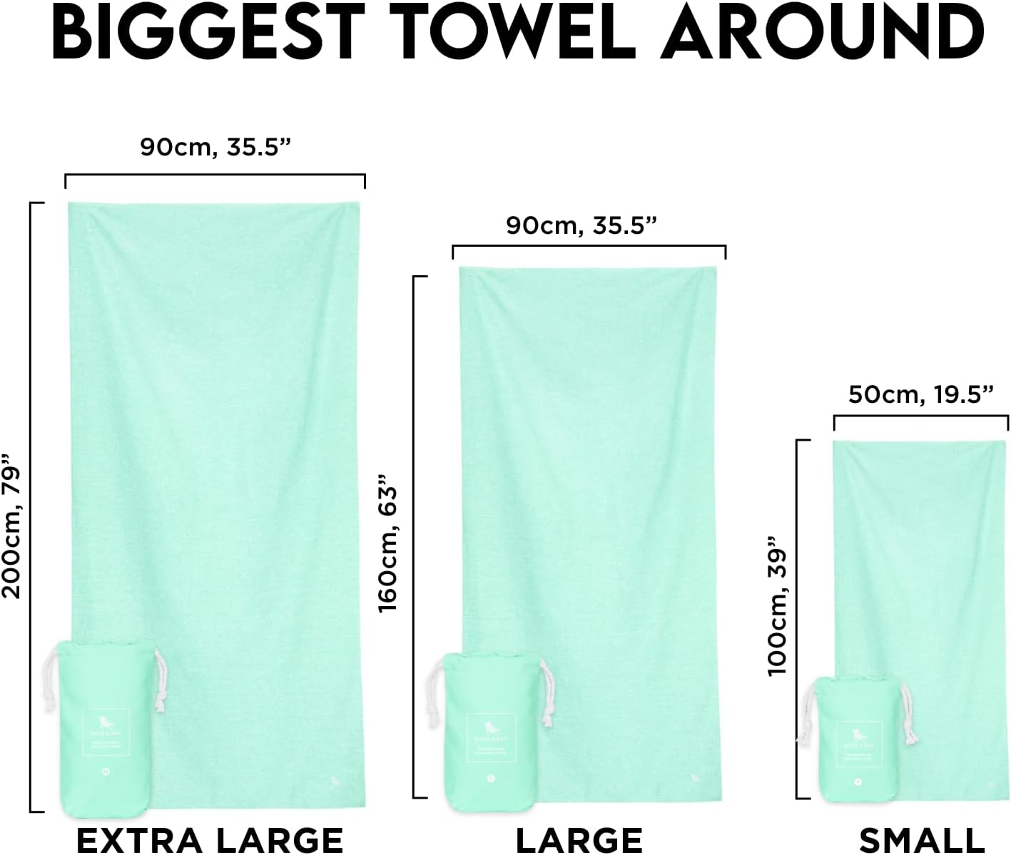 Dock & Bay Beach Towel - Quick Dry, Sand Free - Compact, Lightweight - 100% Recycled - Includes Bag - Essential - Rainforest Green, Large (160x90cm, 63x35) image 3