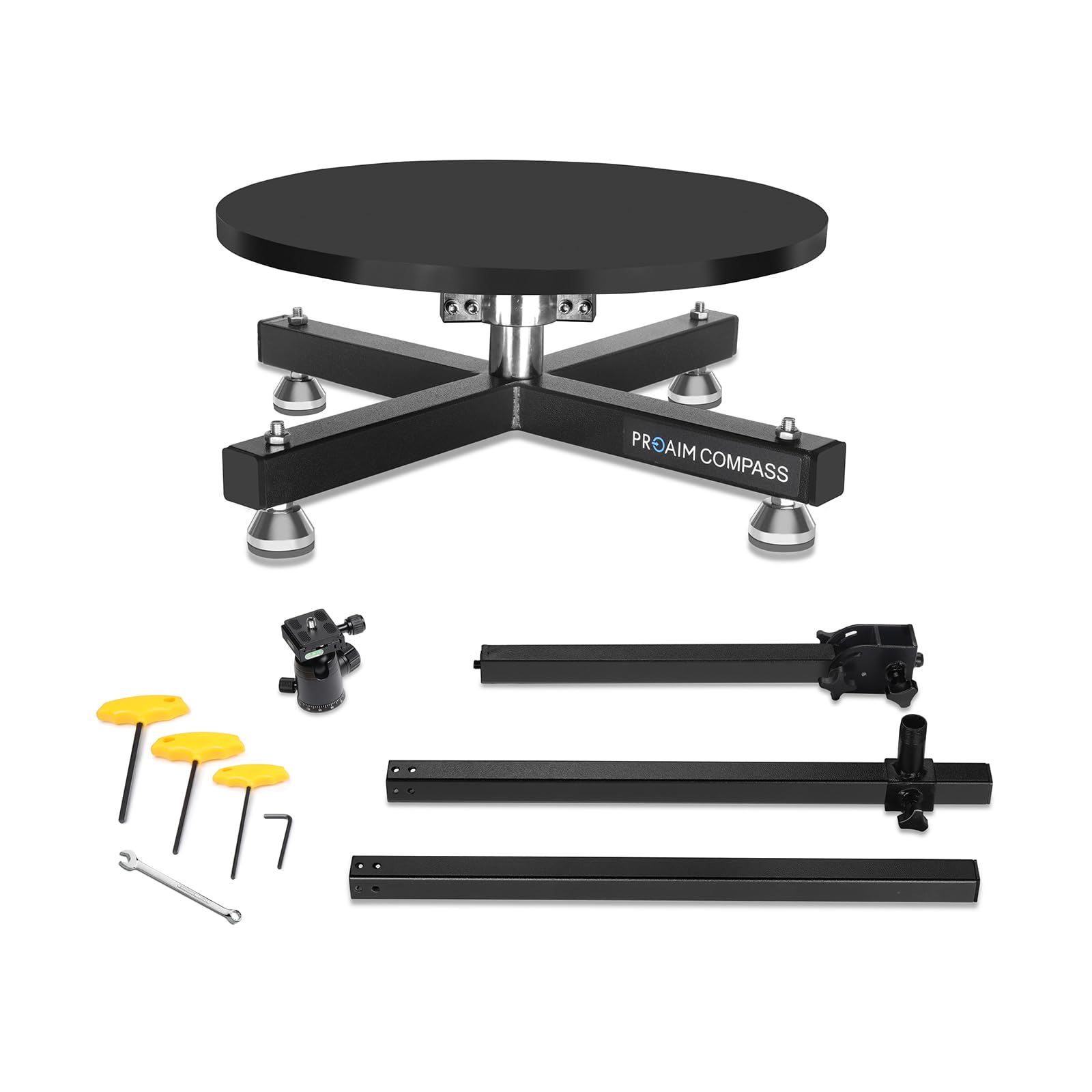 Proaim Plataforma giratoria para cámara Compass para cabinas Fotos y vídeo | Plataforma giratoria de 360°, soporta hasta 150 kg para smartphones, cámaras DSLR y creación de contenido.
