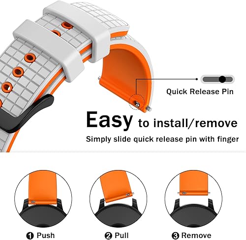 Miniatura 4 de ISABAKE Correa de reloj compatible con Garmin Vivoactive 4Samsung Galaxy Watch de 1.811in, 0.866in, correas de silicona para Ticwatch Pro S2E2Venu