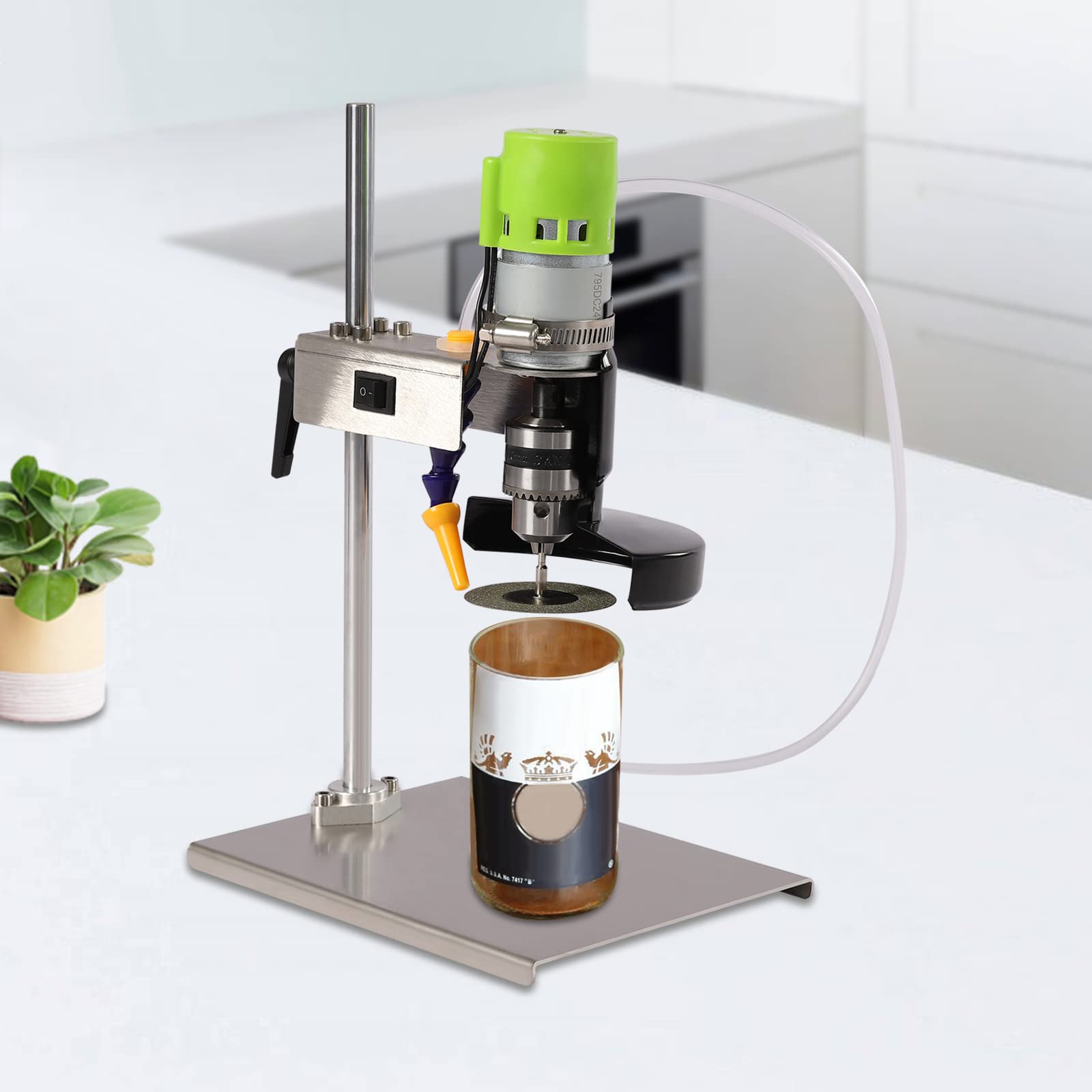 Cortador de botellas de vidrio eléctrico, cortador de botellas de vidrio DIY, corte rápido de 7 velocidades, Sierra silenciosa ajustable, Base estable, seguridad reforzada, herramientas creativas para
