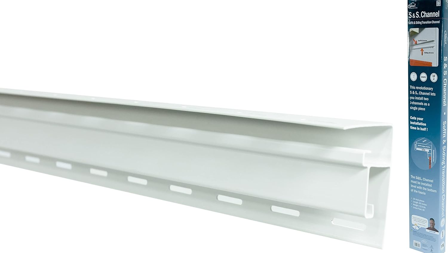Jokari 2-in-1 60 Inch Soffit and Siding Transition Channel 10pk - Make Installing Soffit and Vinyl Siding Simple, Quick, and Secure