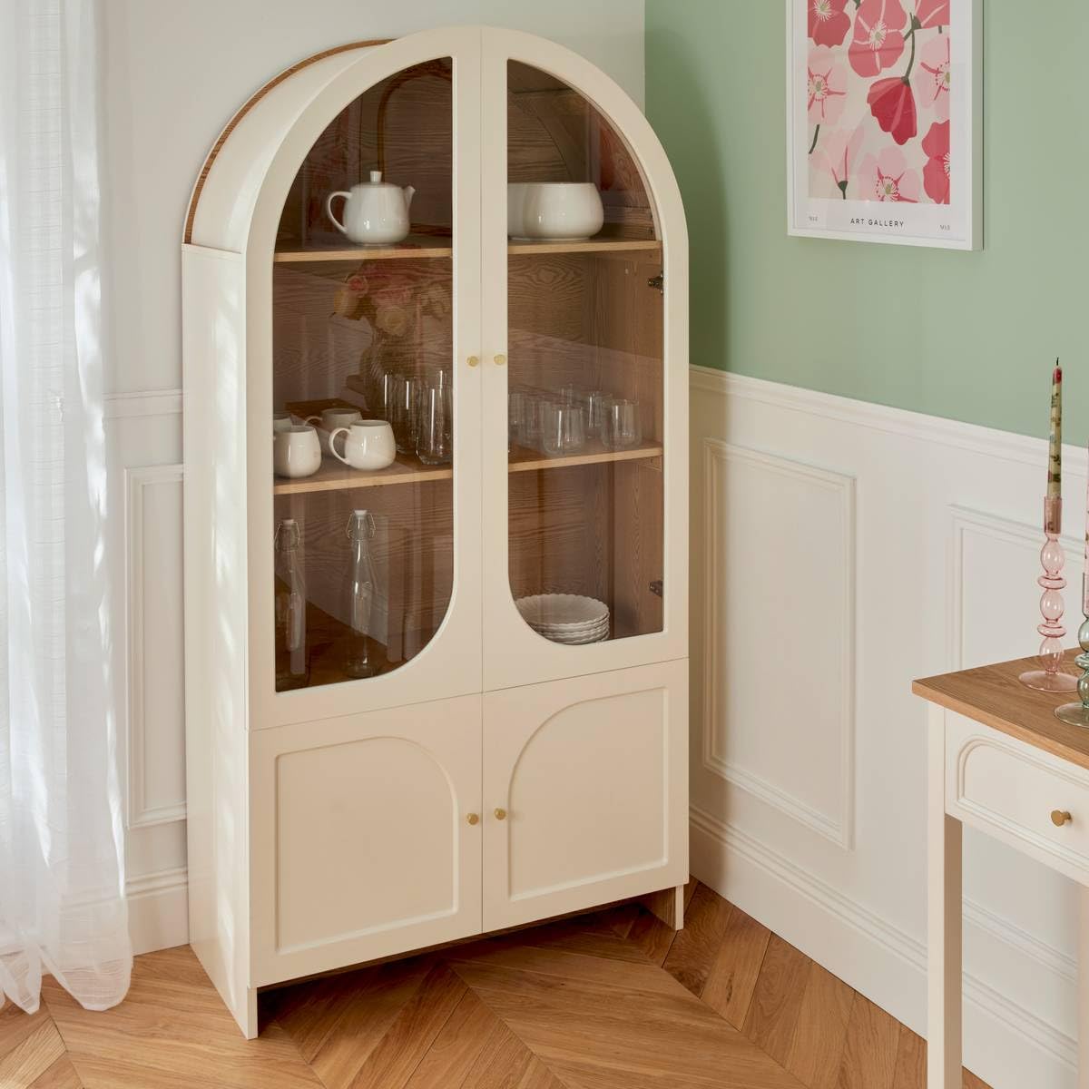 Atmosphera - Vaisselier 4 Portes 4 Niveaux Ivoire h180cm