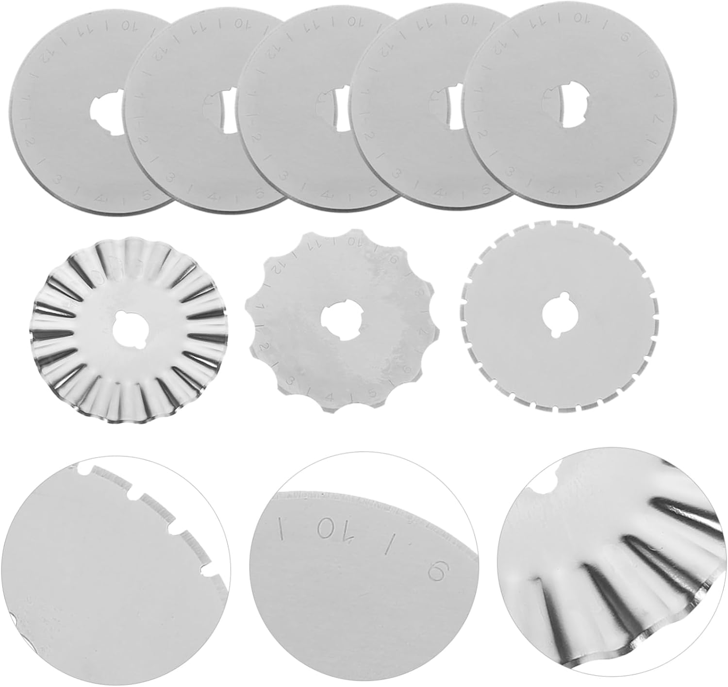 10pcs Quilting Cutting Blades Replacement Rotary Cutter Blades for Skip Rotary Cutter for Sewing Craft Quilting