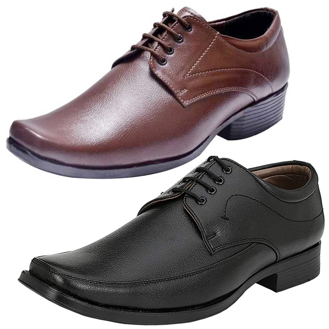 Relaxed Synthetic Leather Formal Shoes Combo for Men's and Boys(Black-Brown)(Laceup-Laceup)/Office Shoes/Suit Shoes/Dress Shoes/Party Shoes-image-13