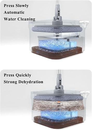 Miniatura 4 de Trapeador giratorio cuadrado M16, trapeador giratorio autolavado M16, cubo de fregona con escurridor, juego de cubo para trapeador, juego de