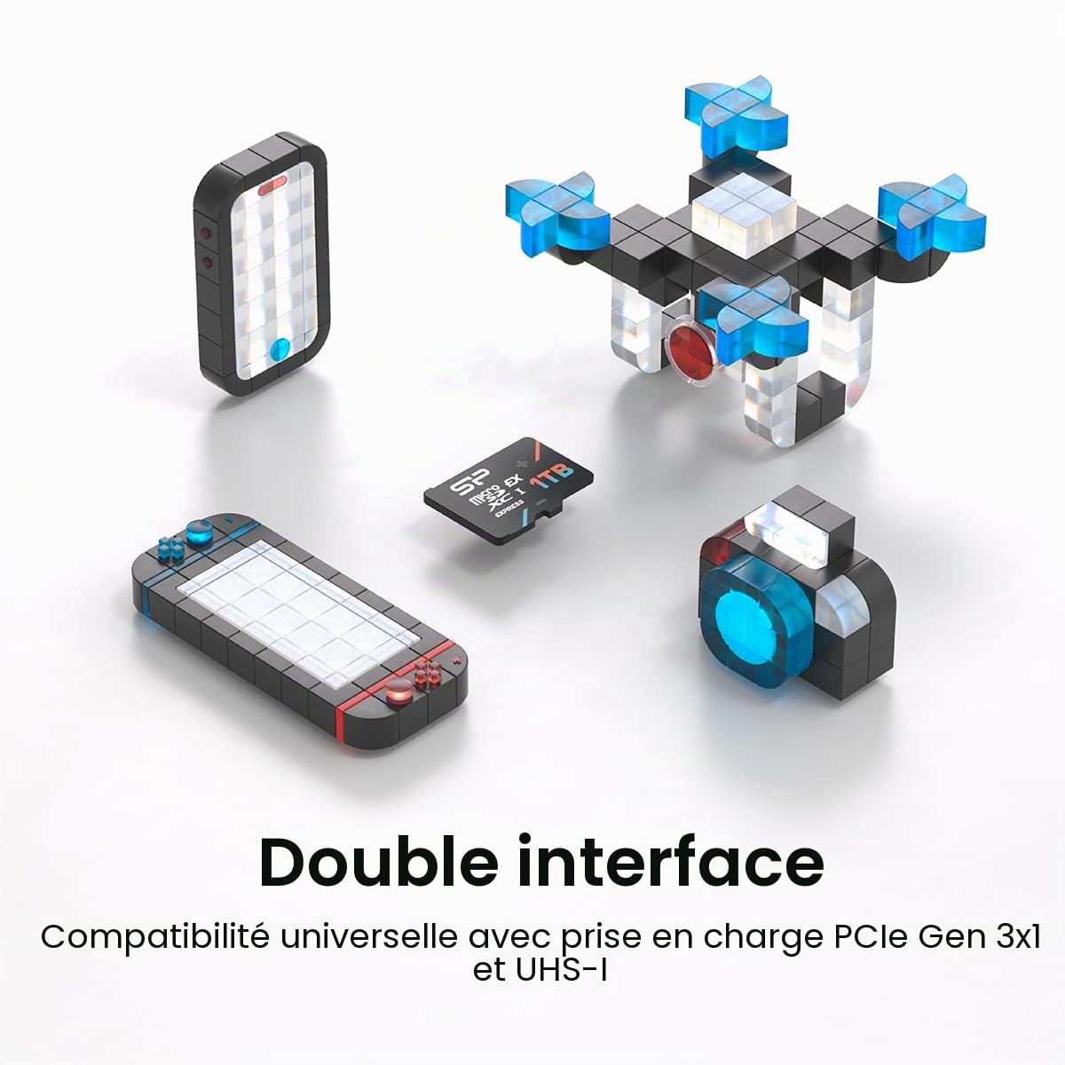 Silicon Power 512 Go Switch 2 compatible PCIe Gen 3x1/ UHS-1(U3) A1 TLC Gaming microSDXC Express Card
