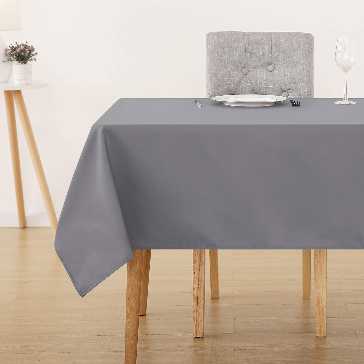 Deconovo Grey Wipe Clean Tablecloth Rectangular Water Resistant Outdoor Table Cloth For Garden Table, 52 X 70 Inch (132 X 178 Cm),