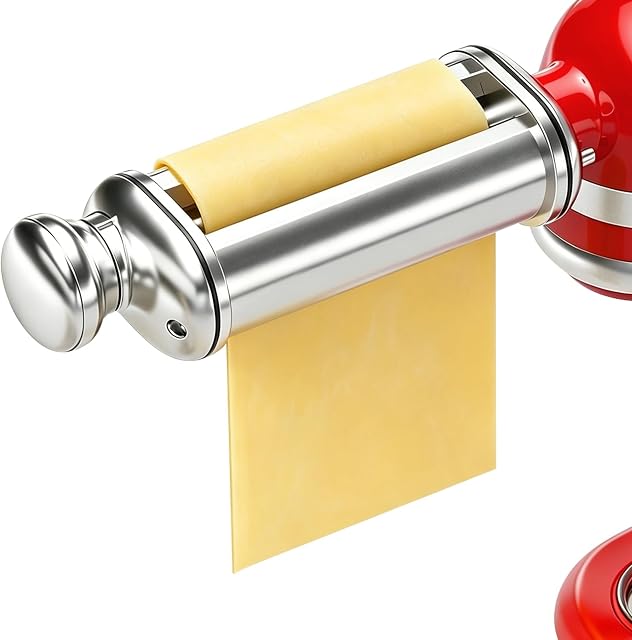 ZACME 1 Pack Pasta Roller Maker Attachment for All KitchenAid Stand Mixer and Cuisinart, Stainless Steel Pasta Attachment with 8 Adjustable Thickness knob