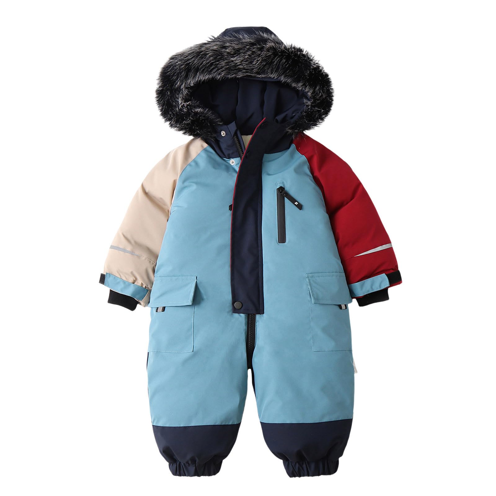 Combinaison de neige bébé unisexe avec capuche en plume - 8