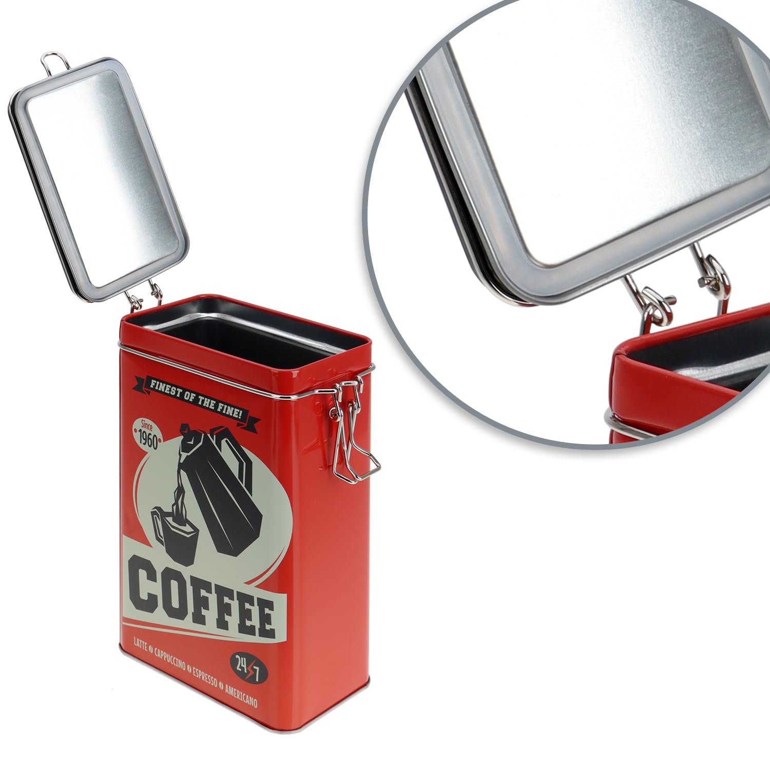 com 4x four® contenitore in metallo, scatola per caffè con coperchio | contenitore in metallo stile retrò per alimenti[assortimento variabile]