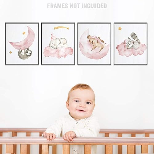 Miniatura 2 de Sleeping Animals Art Prints - Set of 4 - Cute Animals Decor Great for Nursery Room and Playroom, Kids Bedroom Wall Prints, Great Gift for Baby