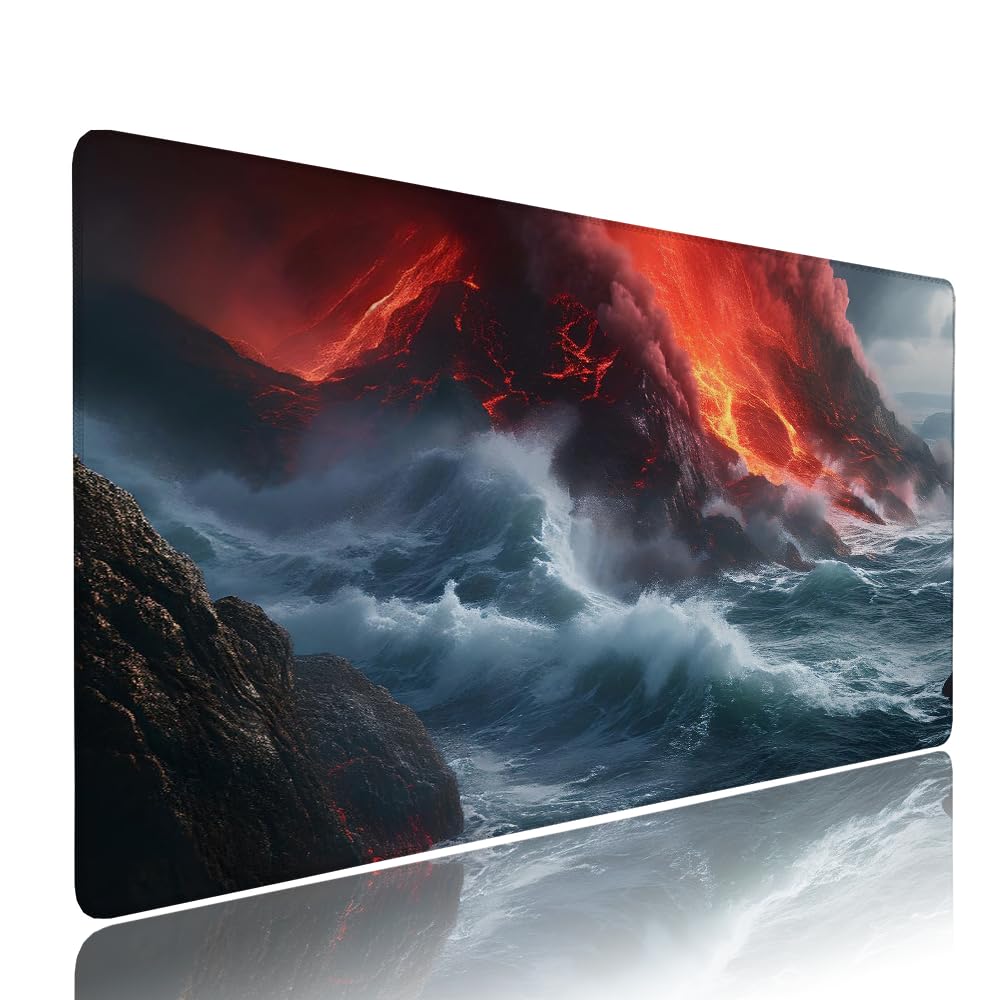 Tappetino Mouse Gaming xxl Accessori Scrivania Ufficio Grigio Oceano Grande Tappetino Mouse e Tastiera Sottomano da Scrivania 1200x600x3mm Base Antiscivolo, per PC Gamer Laptop Studio Casa d-657