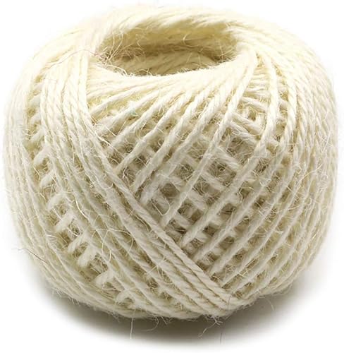 Miniatura 44 de Rollo de yute de cáñamo de 164 pies y 0.079 in para envolver regalos de Navidad, manualidades, exhibición de imágenes y adornos (marfil)