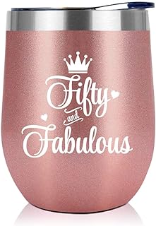 NewEleven 50th Birthday Gifts For Women, Her - 1975 50th Birthday Decorations - Gift For Women Turning 50-50 Year Old Gifts For Her, Mom, Wife, Friends - 12 Oz Wine Tumbler