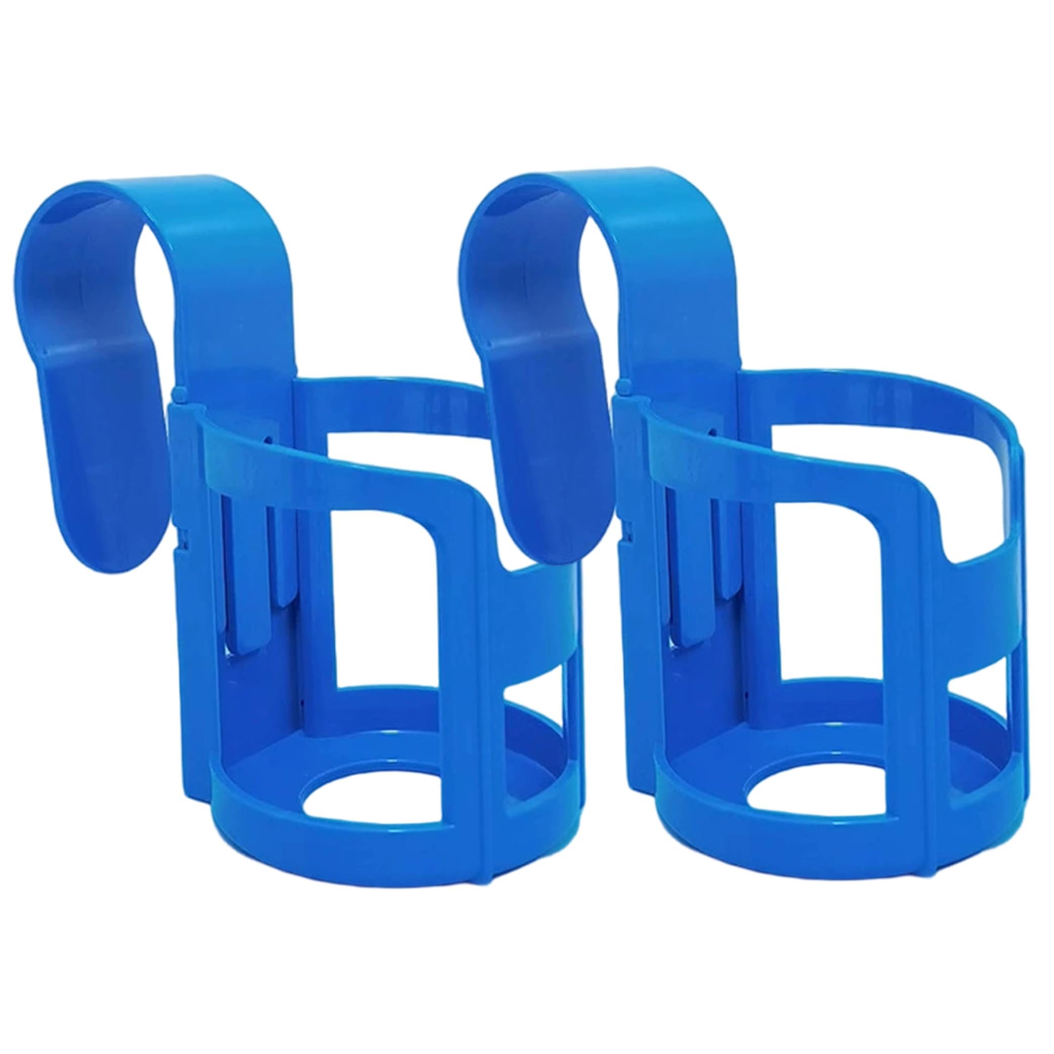 Monwssoe Pool Drink Holder, 2 Pcs Pool Cup Holders With Large Hooks, Multi-functional Poolside Cup Holders for Above Ground Pools, Blue