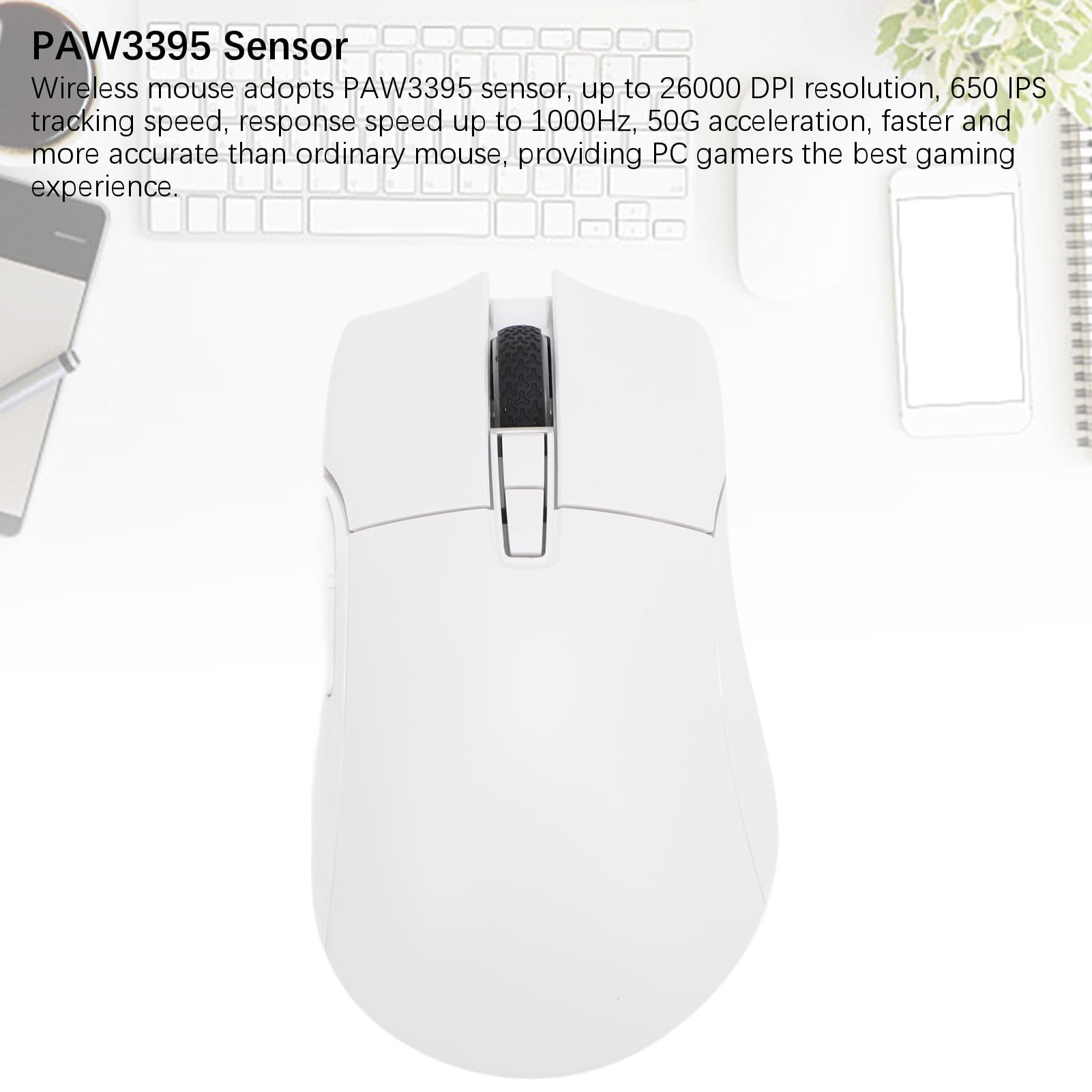 Yctze Modalità di Gioco Leggera USB C con Sensore PAW3395, 26 KDPI, Programmabile per PC portatile.