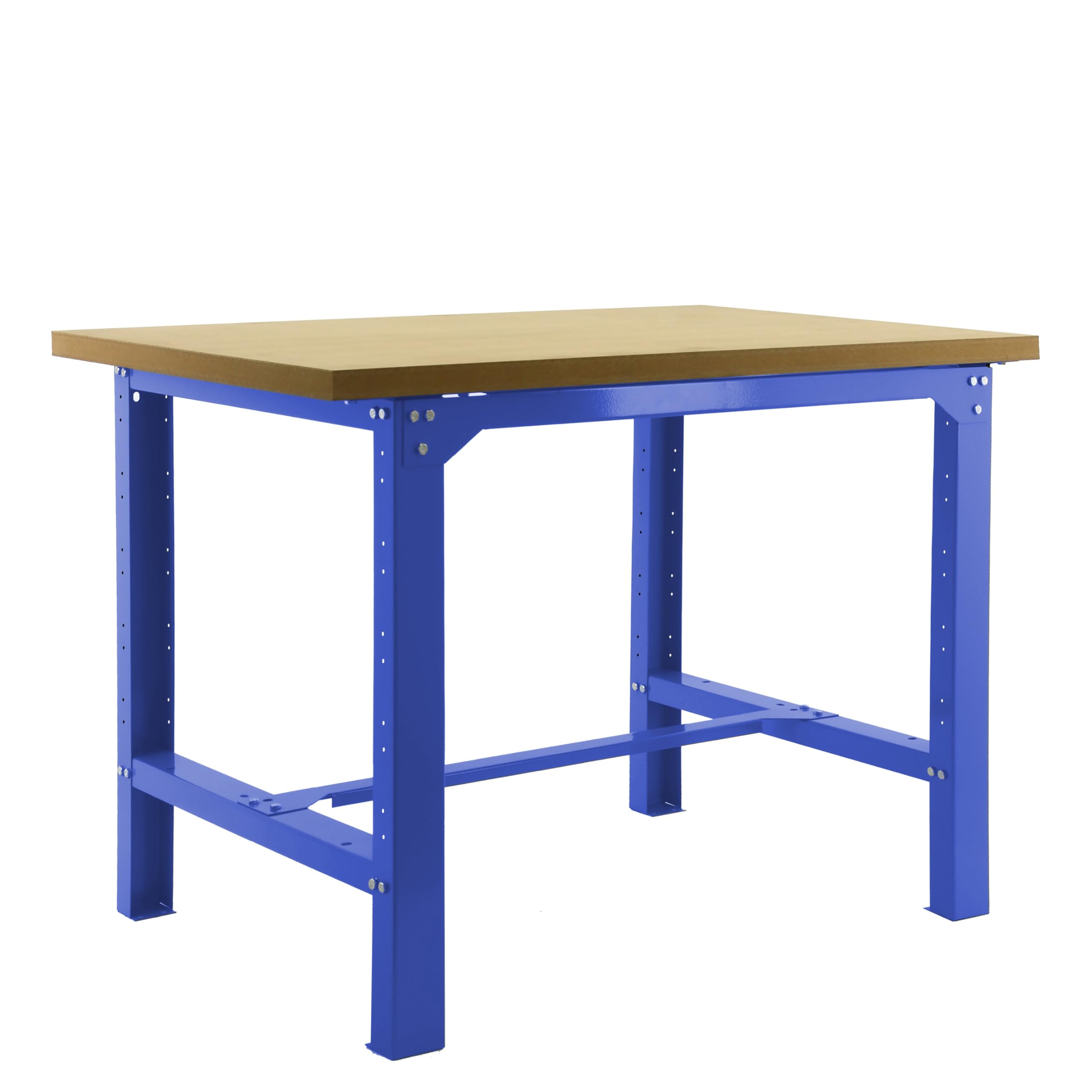 SimonRack Etabli d’Atelier, Capacité de Charge 600 kg, 865x1200x750 mm, Table de Travail Bricolage, Bleu/Bois Mdf - BT6