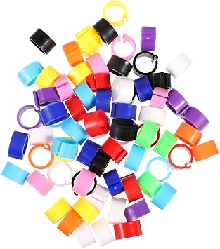 HEALLILY 100Pcs Multi-Color Plastic Pigeon Foot Rings Leg Bands for Racing Pigeons Parakeets Cockatiels and Small Birds Durable Identification Bands