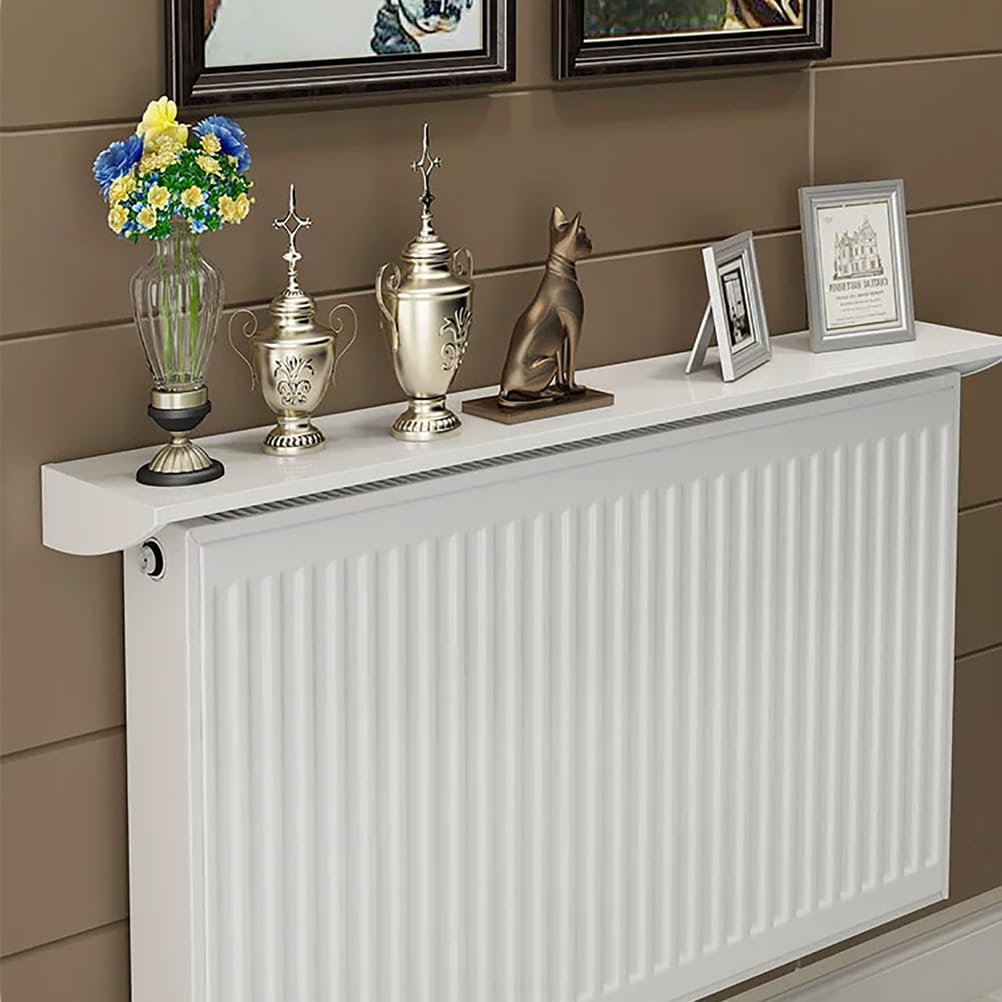 Antipolvere Antifumo Mensola sopra Mensola sopra Termosifone, Bianco Mensola Termosifone, Lega di Alluminio Copritermosifone, Senza Foratura Easy Fit,70cm