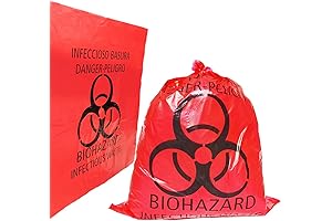 Red Biohazard Waste Bags, Pack of 20 (16.5x20in/42x51cm)
