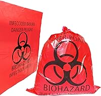 Daarcin Red Biohazard Waste Bags 20 Pack 16.5x20in - Thick Disposable Medical Hazardous Waste Bags with Biohazard Symbol