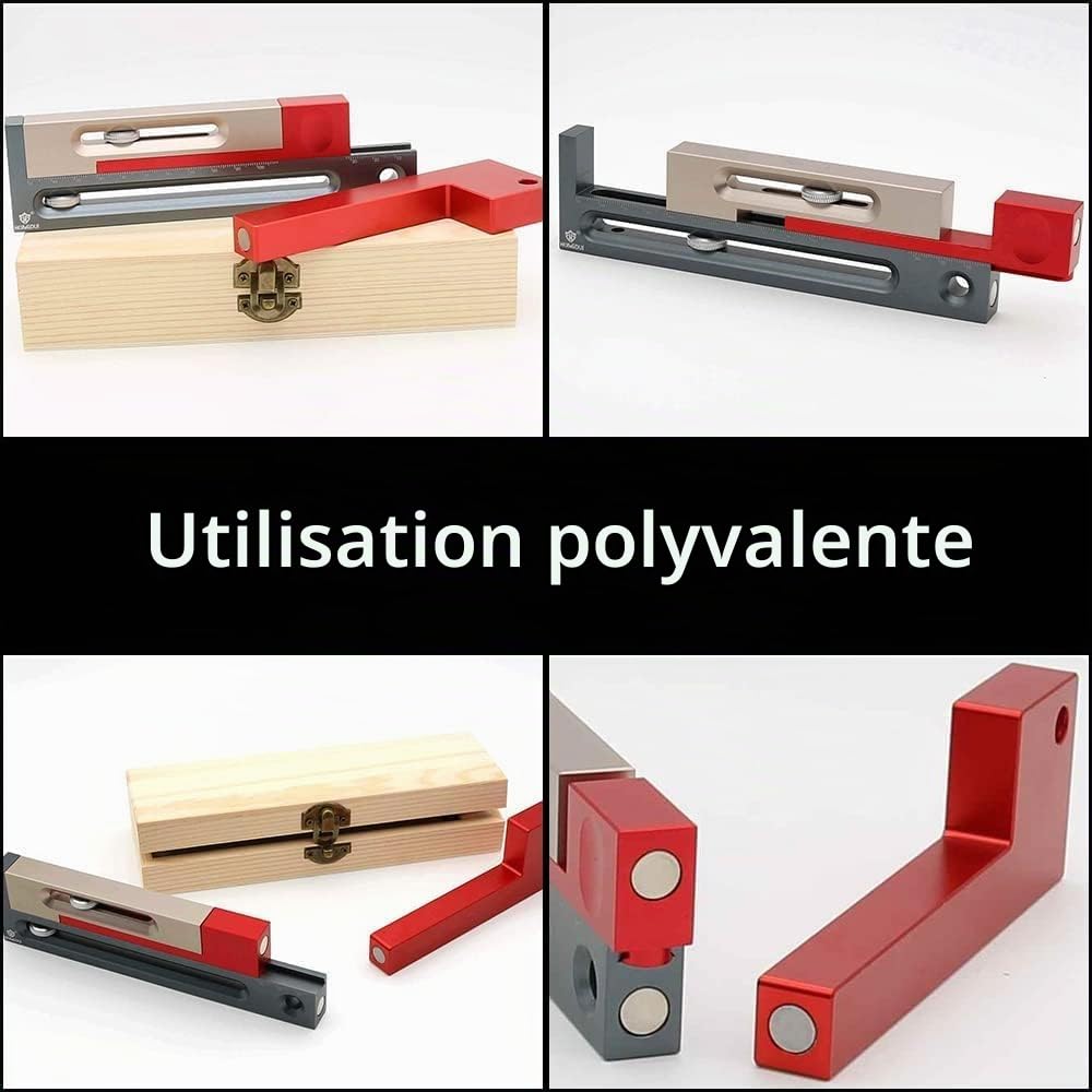 HONGDUI JF15 Kerfmaker Version améliorée – Ajusteur de fente de scie à table en alliage d'aluminium de 18 cm, bloc de mesure à mortaise et tenon pour le travail du bois