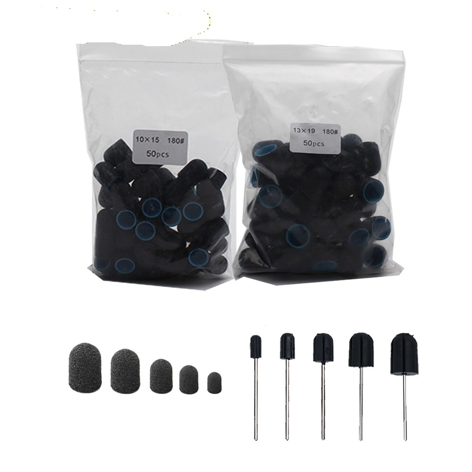 Fresas Torno Para UñAs 50 Uds. Con mandril pedicura manicura eliminar la piel muerta pulido cuidado de los pies limpieza cutícula Accesorios para Manicura(13-19Black80)