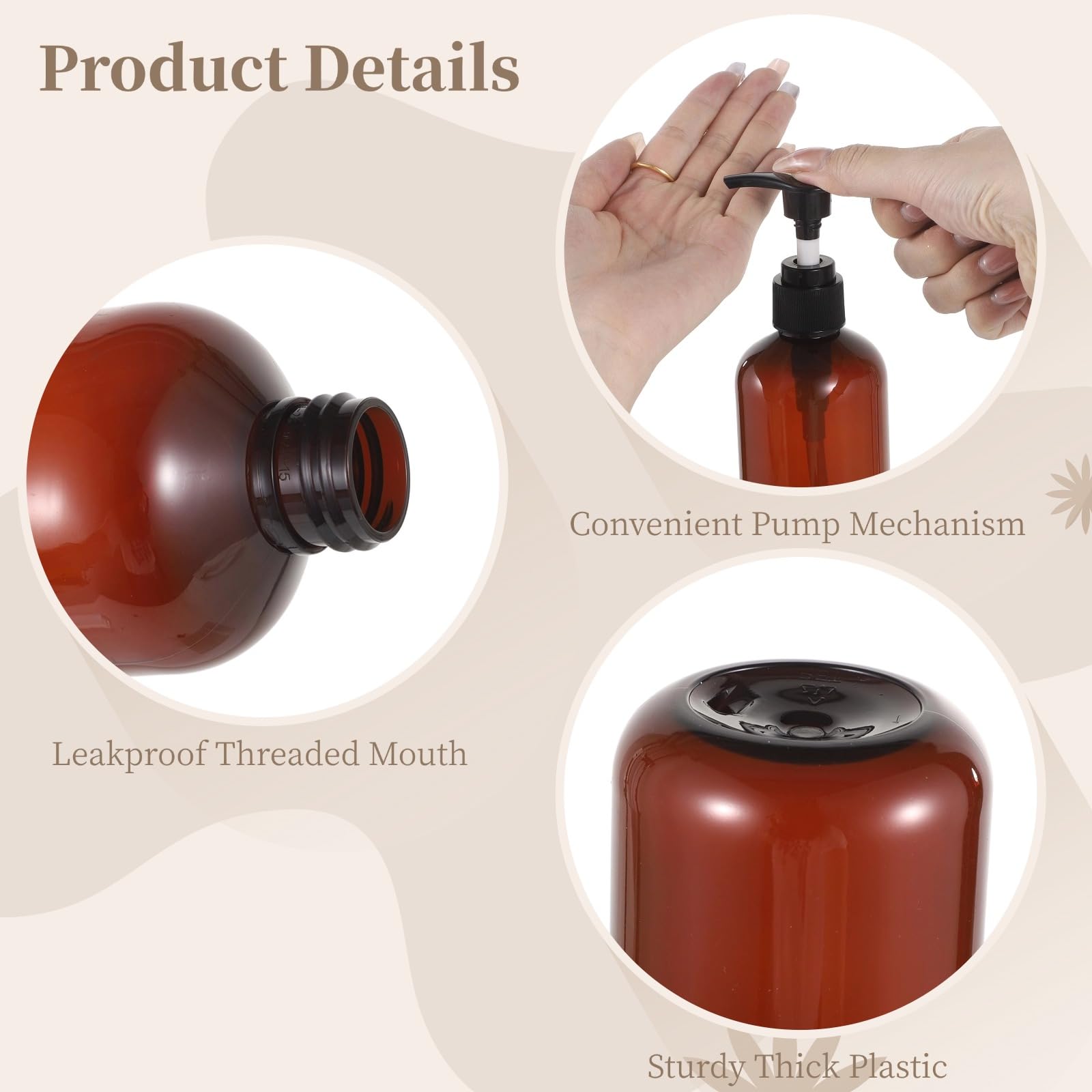 30 STK. Leere Pumpflaschen, 8 oz/236 ml bernsteinfarbene Kunststoffflaschen zum Nachfüllen, Reisespender mit Pumpe für Lotion, Duschgel, Shampoo, Conditioner und Creme