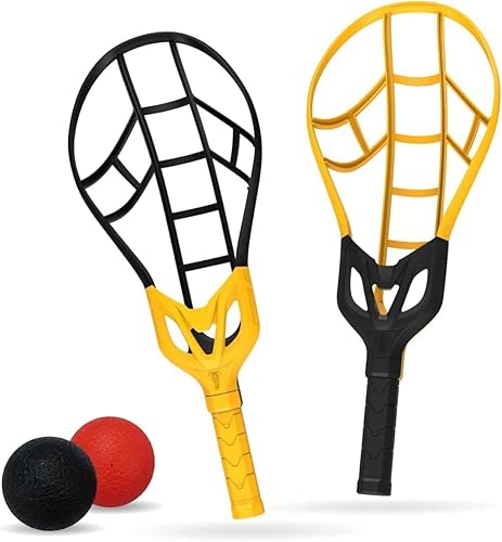 Wham-O Game Time Trac-Ball II 2 raquetas y 2 bolas de acción de aire Juego al aire libre para niños y adultos de todas las edades Tracball