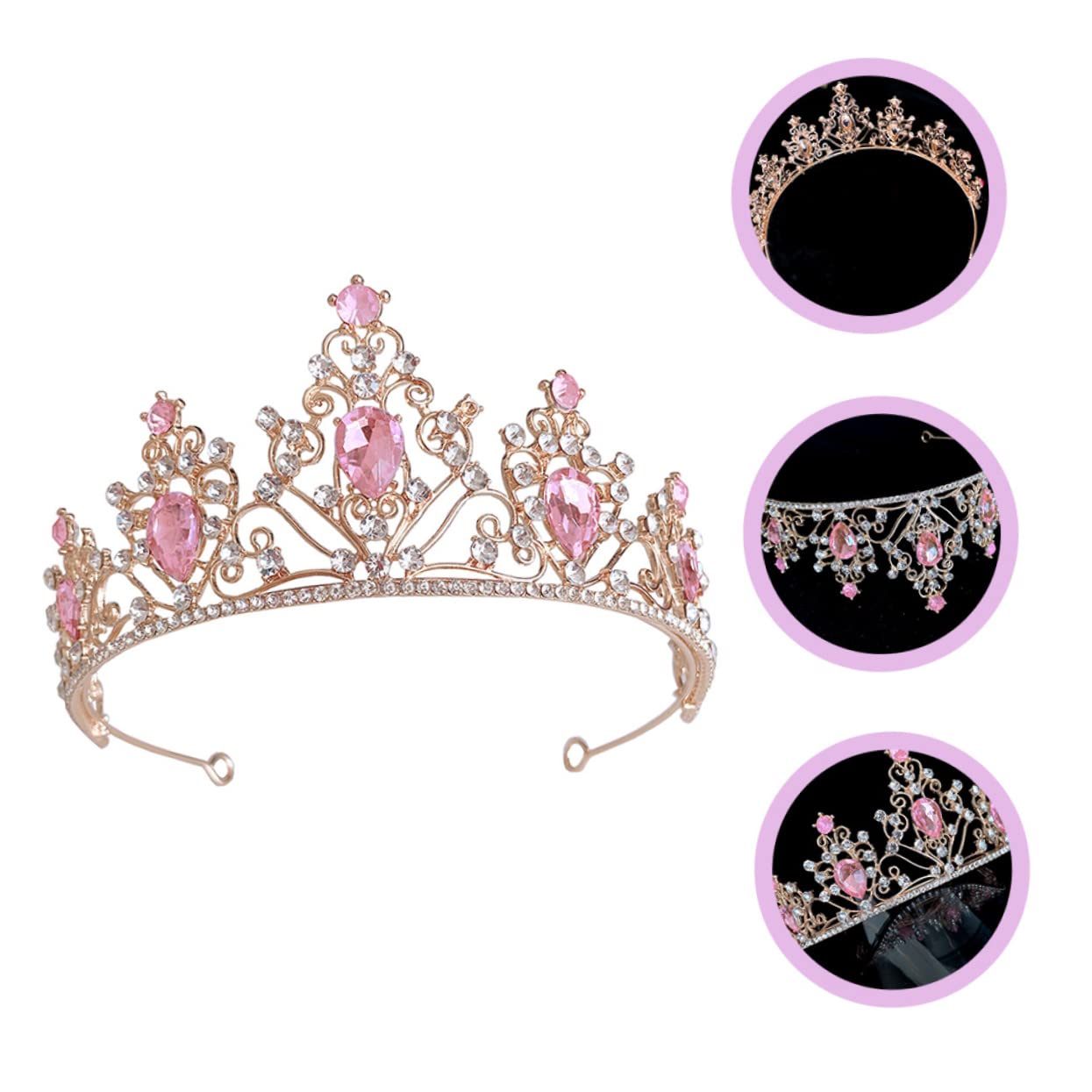 minkissy 2 piezas de corona de cristal con diamantes de imitación, accesorios para el cabello para niñas, accesorio para el cabello para mujeres, joyería para el cabello, corona de diamantes de
