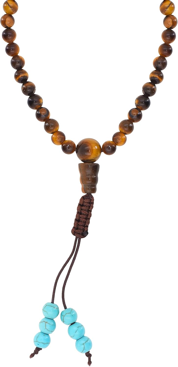 Mudra Crafts Buddhist Prayer Beads Tiger Eye Mala Beads 108 Necklace Bracelet - Tiger Eye Prayer Beads for Men Women - Tibetan Mala Beads for Yoga Meditation - Image 4