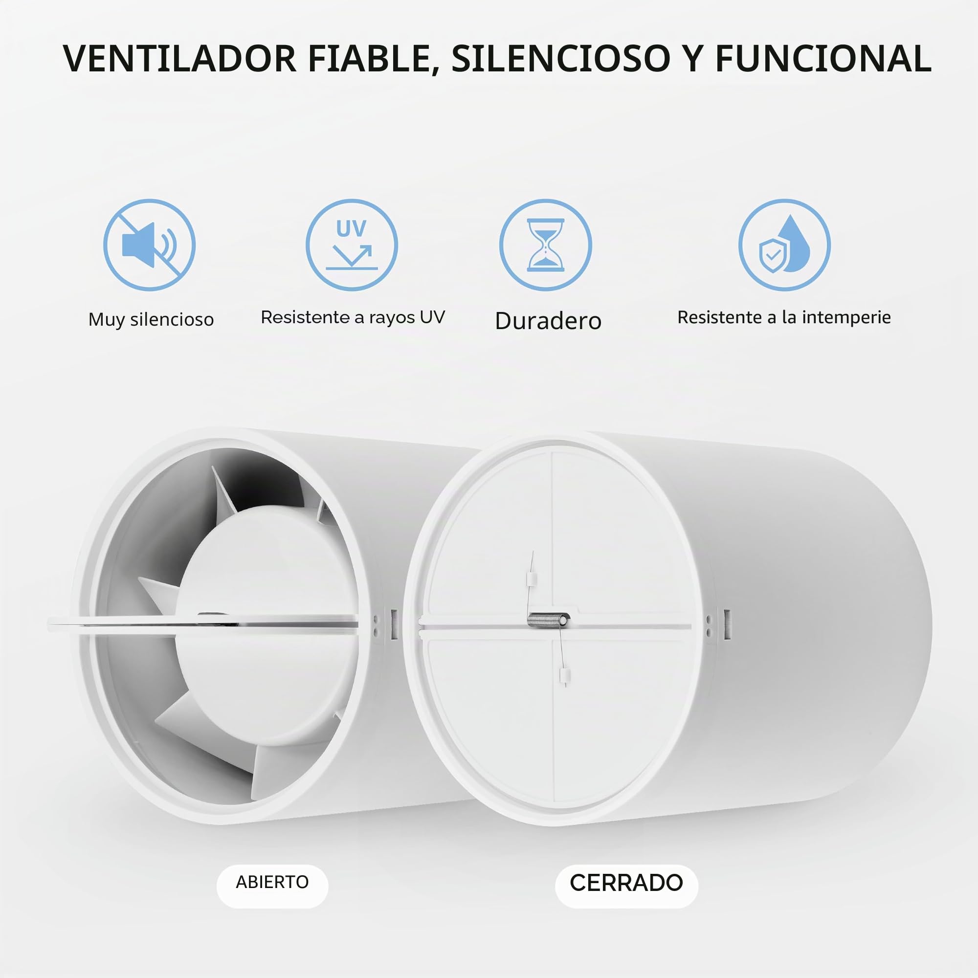 Inline 100mm - Extractor de Ventilador de Conducto Silencioso en Línea 130 m³/h, 32 dB, 12 W