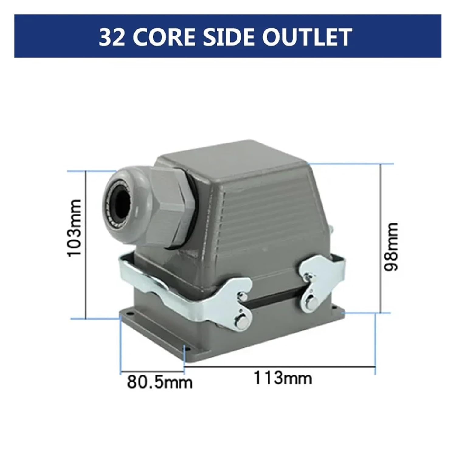 1pcs Heavy Duty Waterproof Rectangular Connectors 16A 500V - 4-48 Core Industrial Automation Connectors(32 Core Lateral Line)