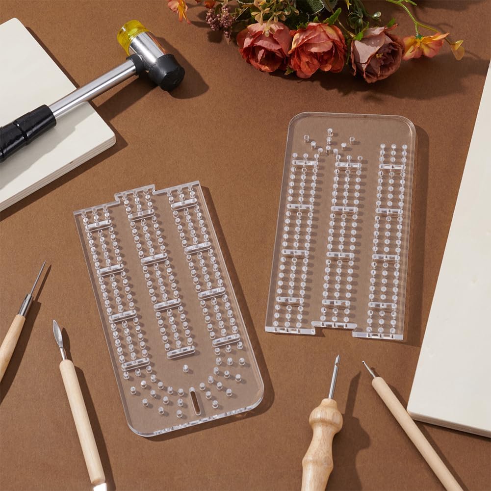 PH PandaHall Cribbage Board Templates 3-Track Router Guide Clear Acrylic Template Track Style Woodworking Project with 8mm Hole for DIY Cribbage Boards Router Guide Playing Cards Crafting
