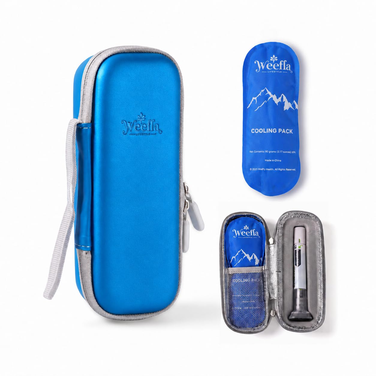 weefla Insulated Travel Case for 1 Zepbound or Mounjaro Pen, Blue
