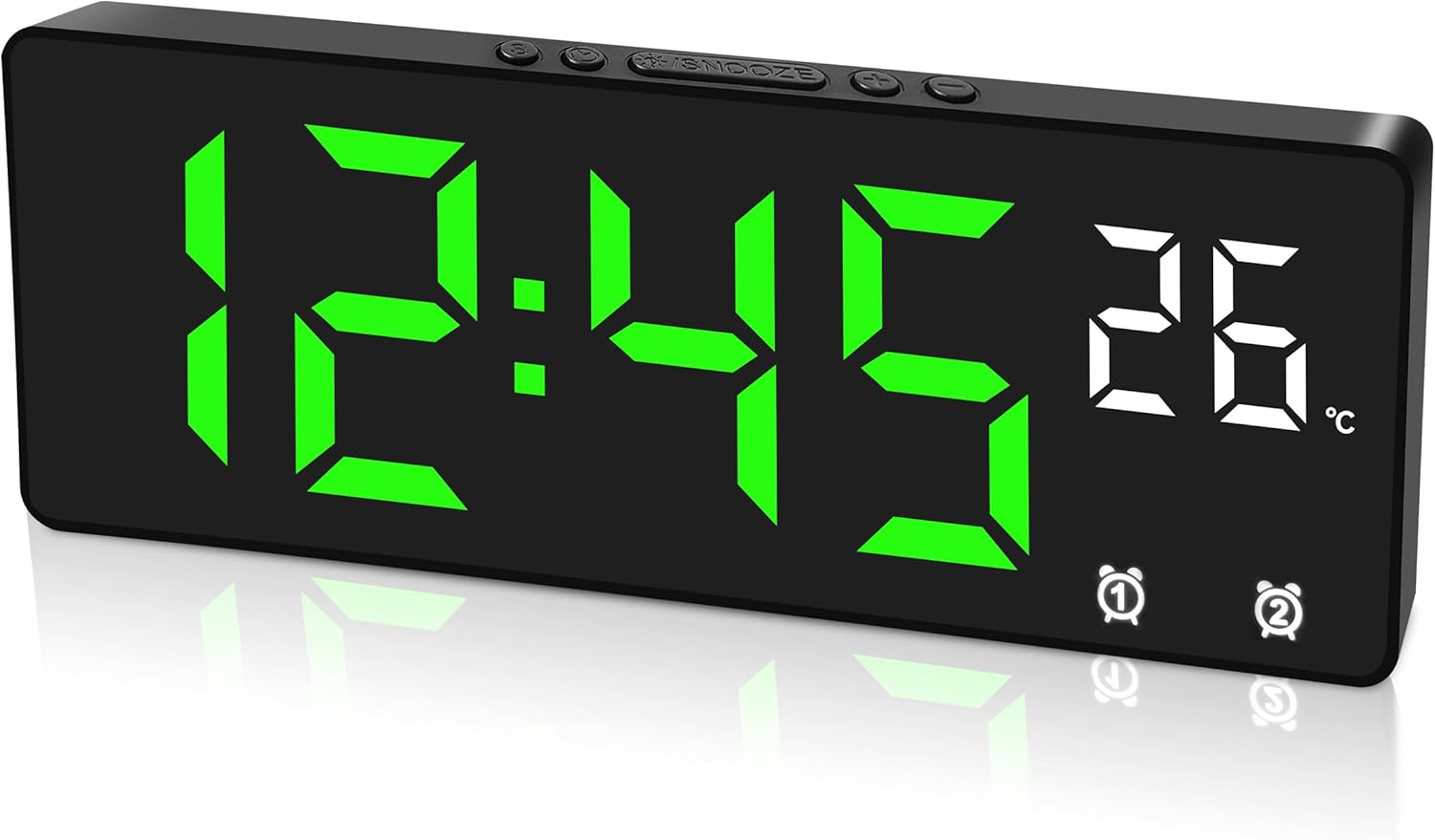 IOJBKI Digital Alarm Clock for Bedroom,Mirror Surface LED