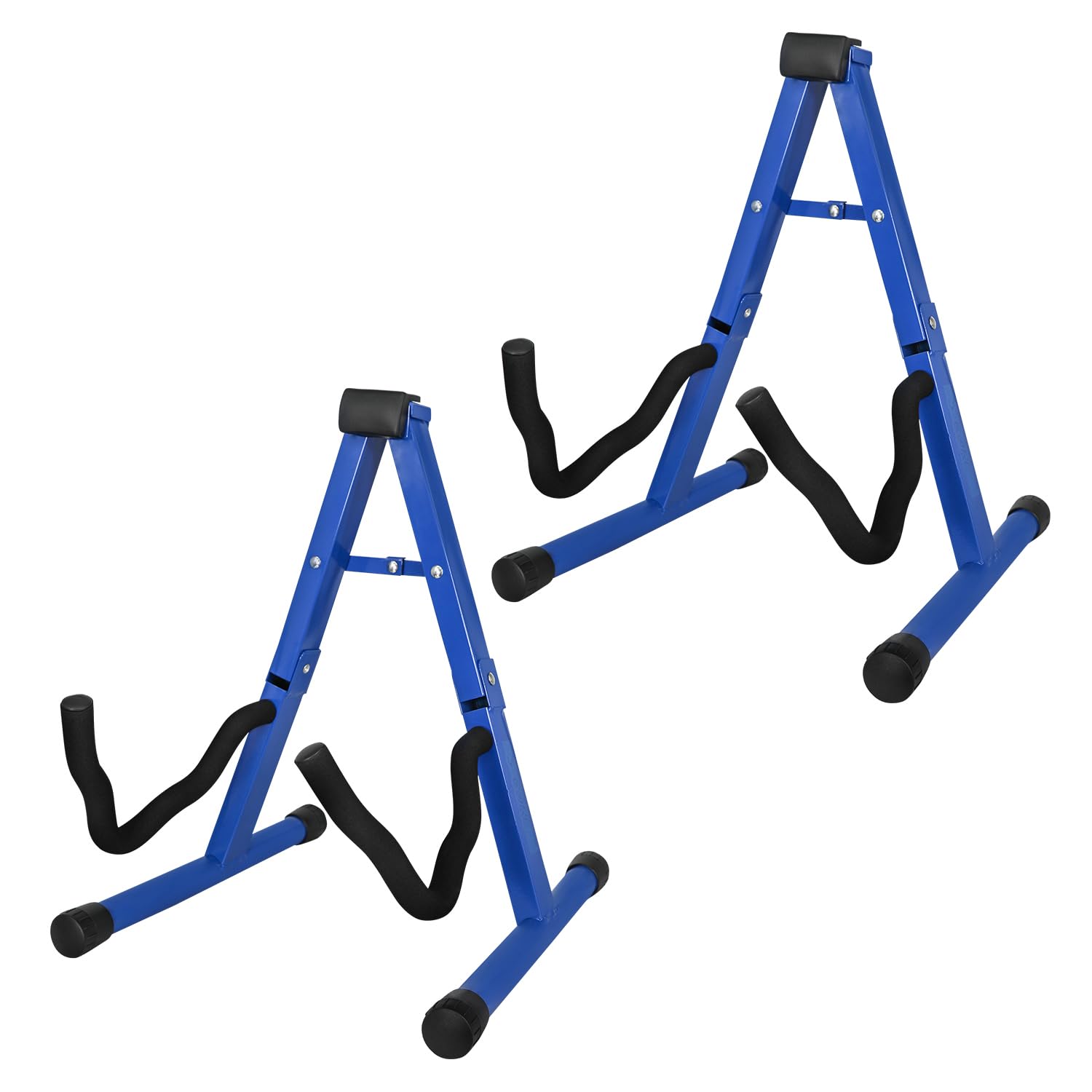 5 CORE Double Guitar Stand Floor 2Pcs Adjustable Heavy Duty A Frame Universal Folding Acoustic Electric Bass Mandolin Banjo Violin Holder Stands For On Stage Studio GSS BLU 2PCS