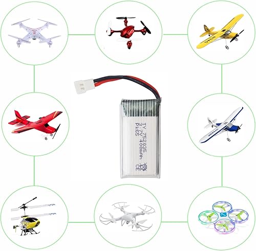 Miniatura 3 de Batería de litio de alta tasa de 5 piezas de 3.7 V 400 mAh con cargador 5 en 1 para Hubsan H107C H107L SYMA Q11 X11C HS170C F180C TOZO Q2020 E016H