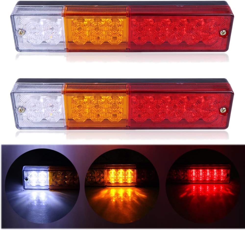 Amazon | Qiilu LEDテールライト 後部テールライト警告ランプ 12V 75-LEDトラックトレーラーボート 防水 2個セット ...