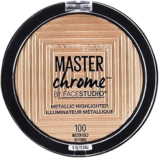 Maybelline New York Face Studio Master Chrome Metallic Highlighter, luminous skin, heated tone effect & Metallic Finish - Molten Gold suits medium skin to dark skin tones| 6.7 grams
