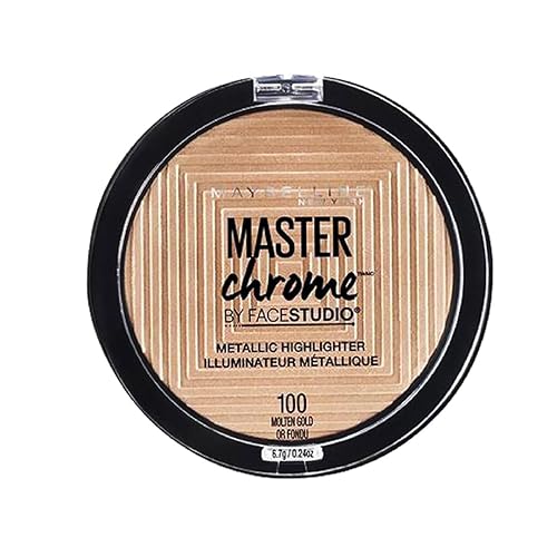 Maybelline Master Chrome Metallic Highlighter Powder Makeup, Molten Gold, 1
