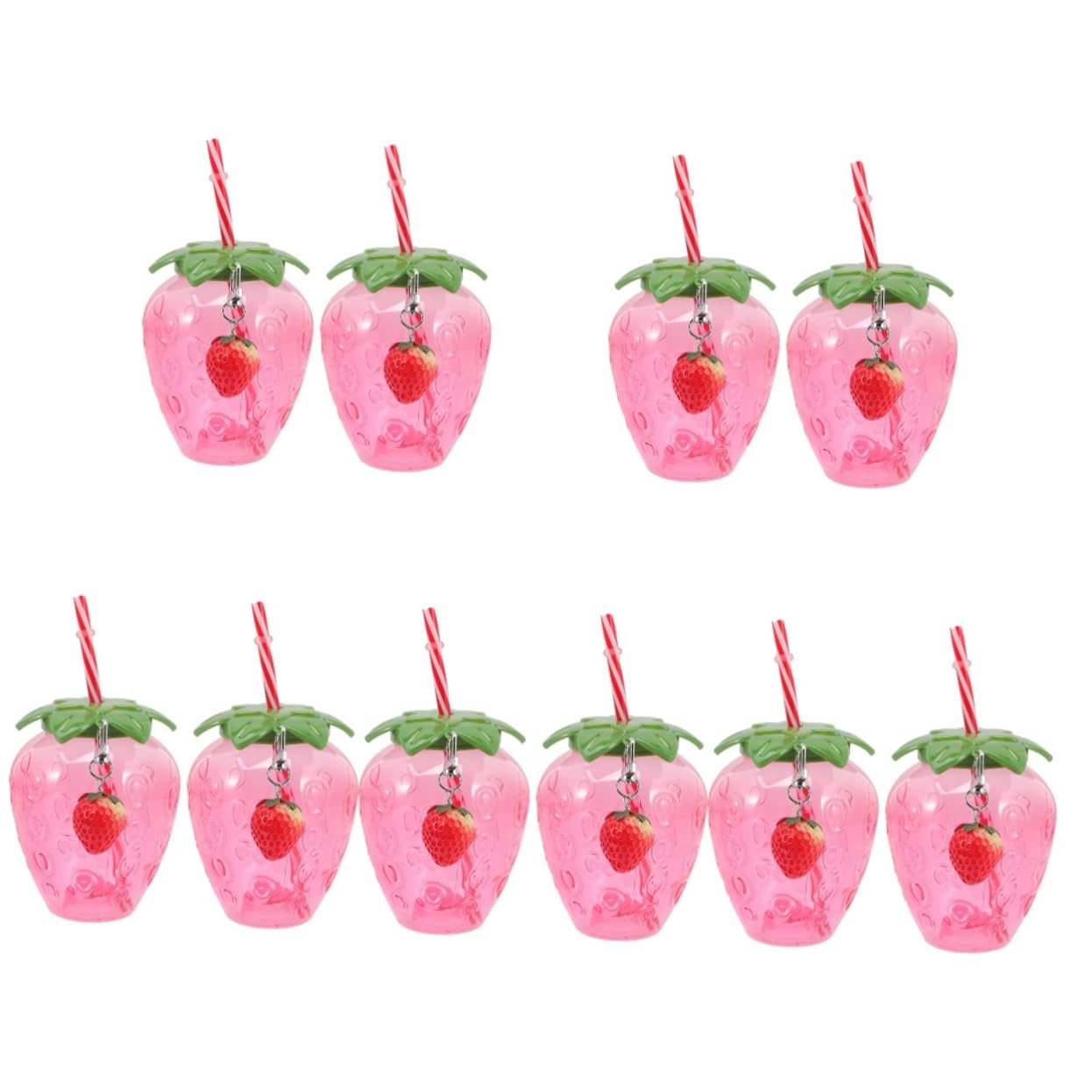 UPKOCH 10 Pcs Milk Tea Cup Portable Water Bottle Clear Water Bottles Clear Coffee Cup Tropical Luau Party Supplies Hawaiian Party Cups Strawberry Juice Bottle Beverage Cup Beverage Bottle