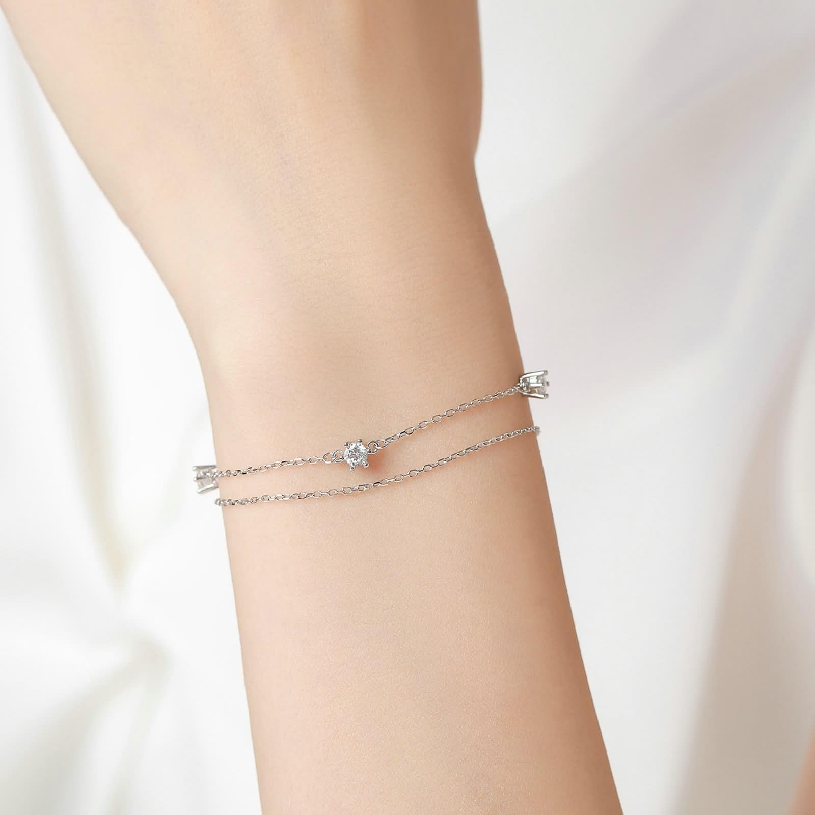 Pulseras para mujer, bonitas pulseras de cadena de doble capa con moissanita, regalos únicos para amigas y mujeres