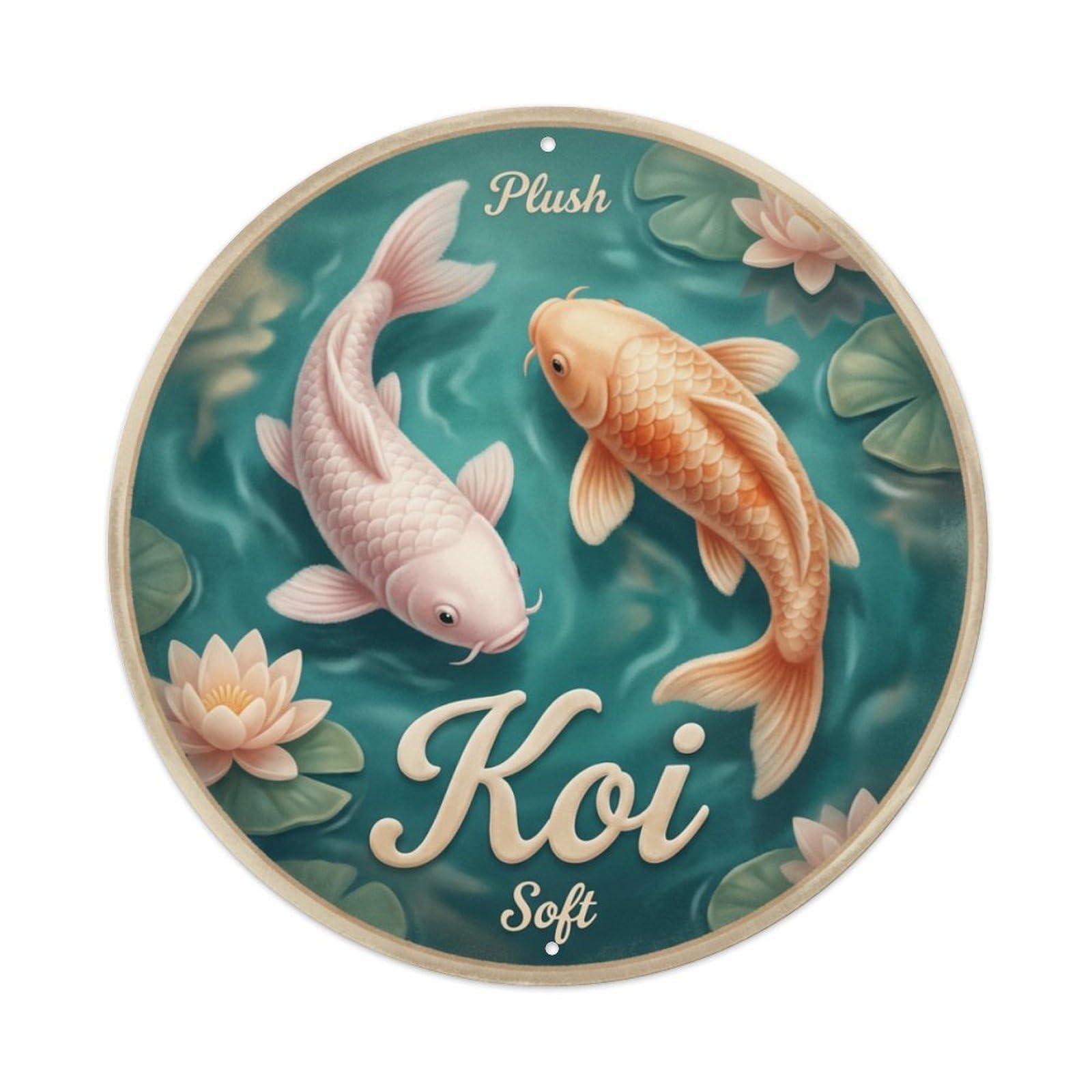Koi Fish Plush Soft Velvety Waters Smooth Luxurious Gentle Metal Tin Sign